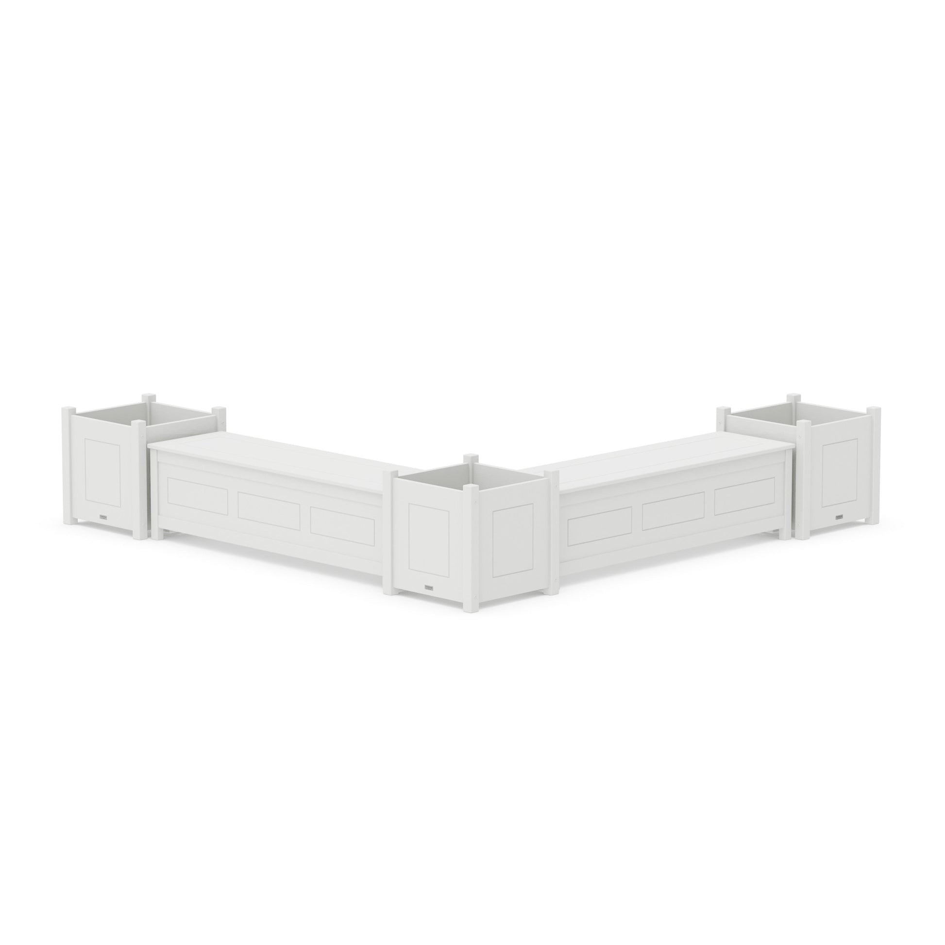 POLYWOOD 60" Country Living L- Shaped Planter Storage Bench Corner Set- Large — White