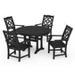 POLYWOOD Chinoiserie 5-Piece Round Dining Set with Trestle Legs — Black