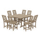POLYWOOD Chinoiserie 9-Piece Square Farmhouse Side Chair Counter Set with Trestle Legs — Vintage Sahara