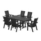 POLYWOOD Modern Curveback Adirondack 7-Piece Farmhouse Dining Set — Black