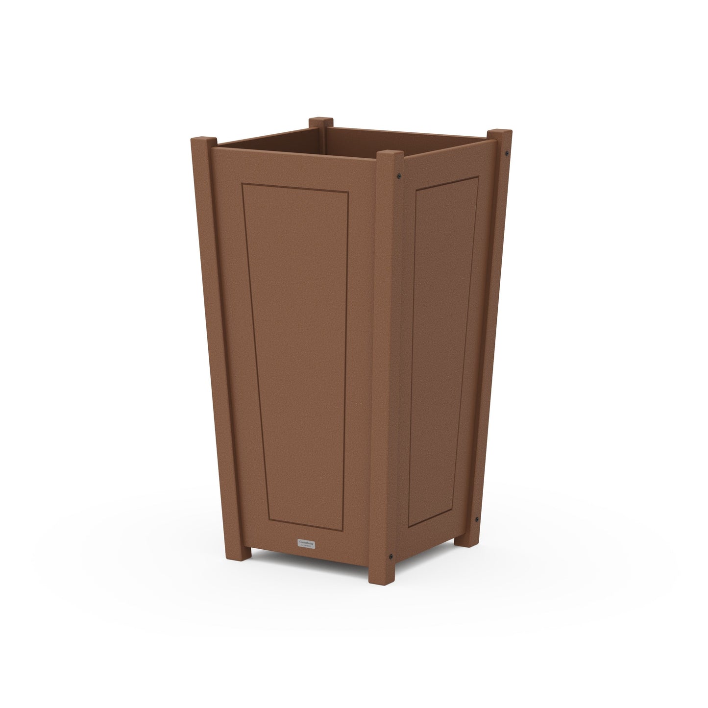 POLYWOOD Country Living Large Tapered Square Tall Planter Box — Teak