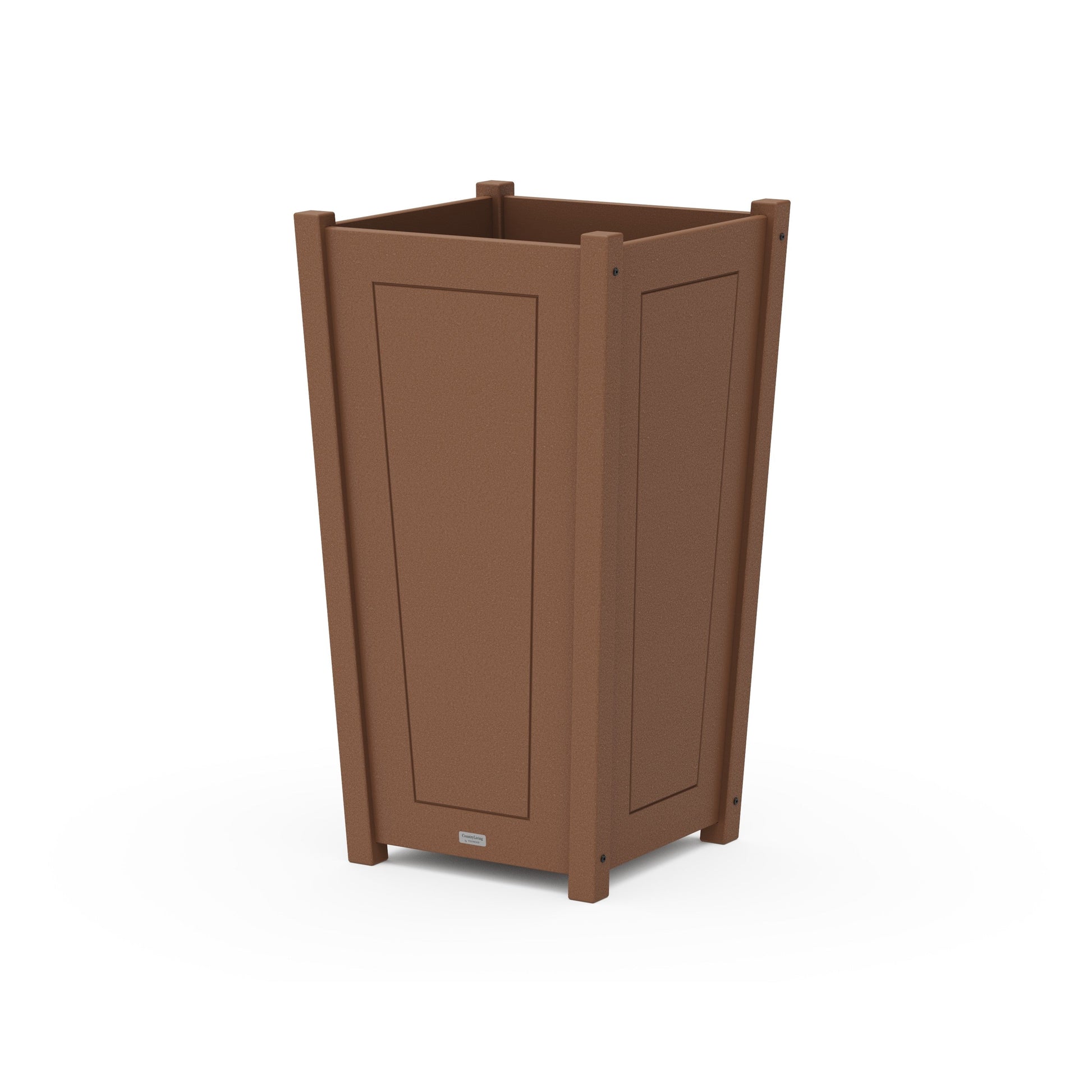POLYWOOD Country Living Large Tapered Square Tall Planter Box — Teak