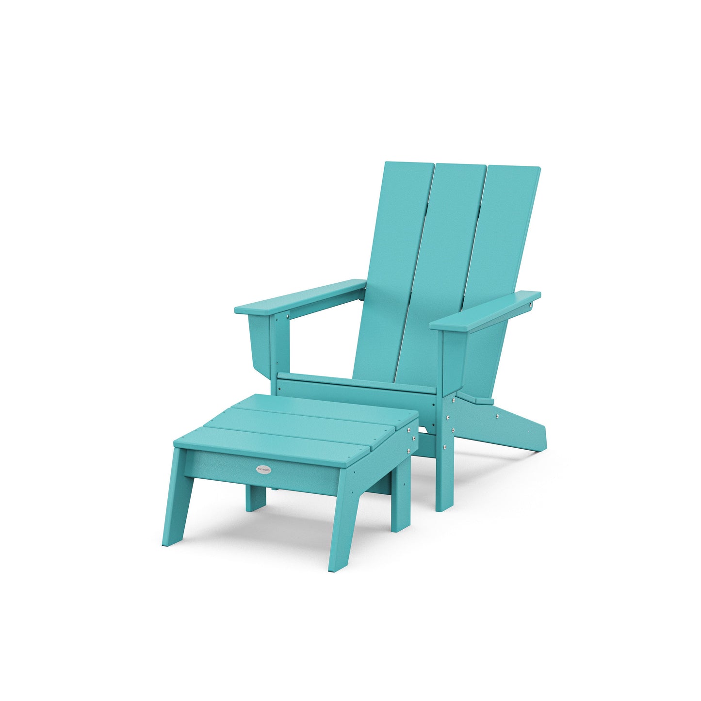 POLYWOOD Modern Studio Adirondack Chair with Ottoman — Aruba