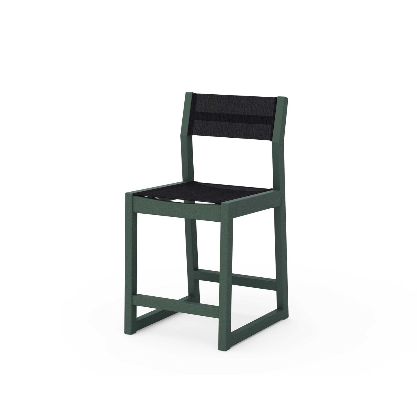 POLYWOOD EDGE Sling Counter Side Chair — Green / Black Sling