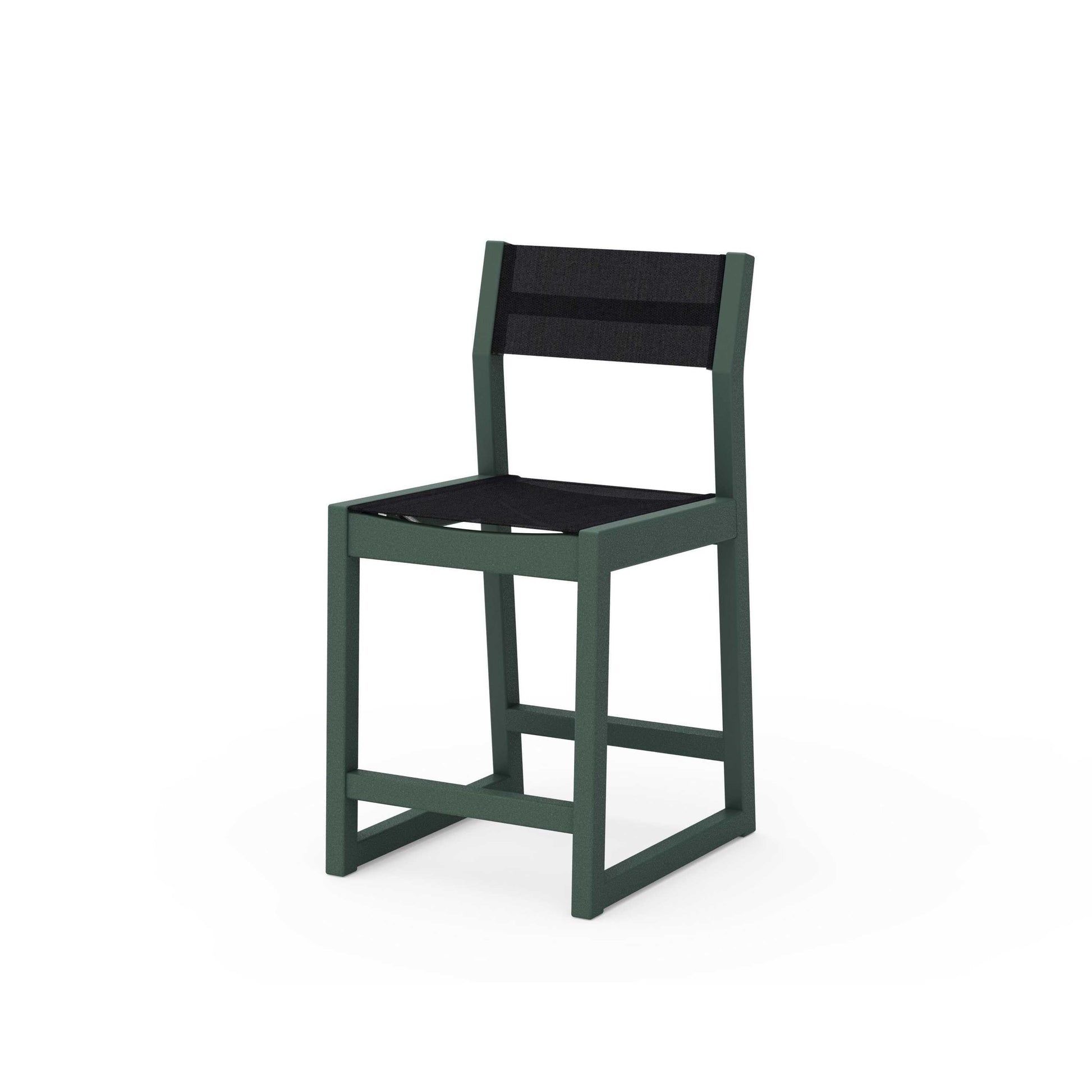 POLYWOOD EDGE Sling Counter Side Chair — Green / Black Sling