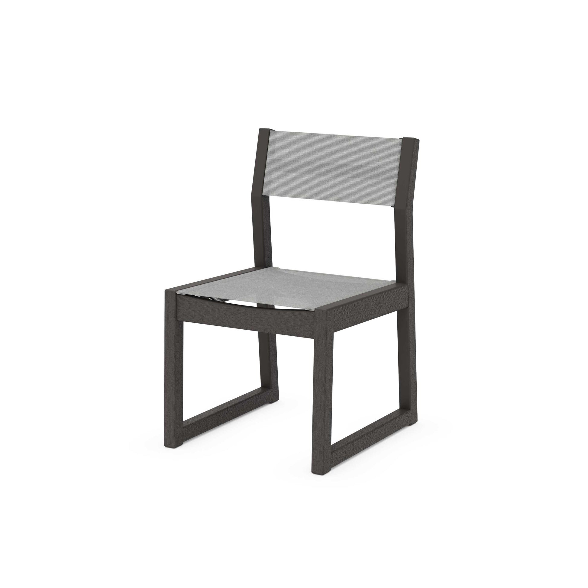 POLYWOOD EDGE Sling Dining Side Chair — Vintage Coffee / Metallic Sling