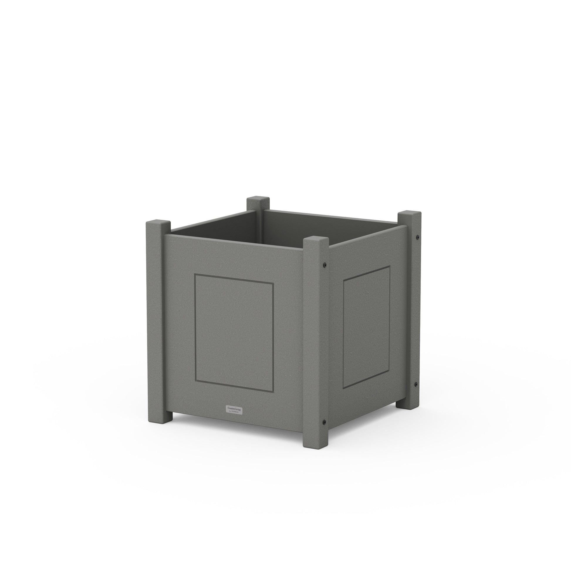 POLYWOOD Country Living Large Square Planter Box — Slate Grey