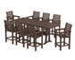 POLYWOOD Captain 9-Piece Farmhouse Counter Set with Trestle Legs — Mahogany