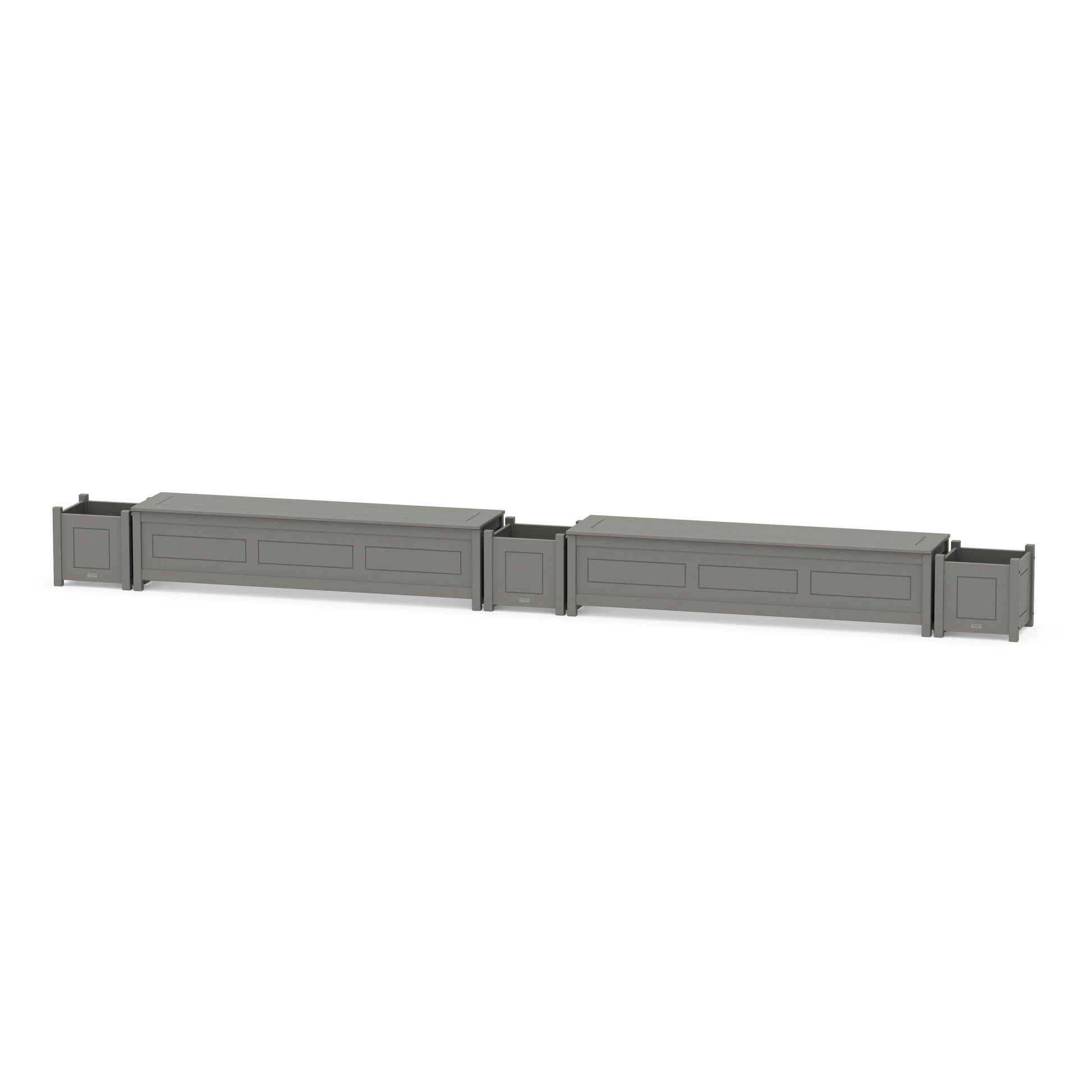 POLYWOOD 72" Country Living Straight Double Planter Storage Bench Set — Slate Grey