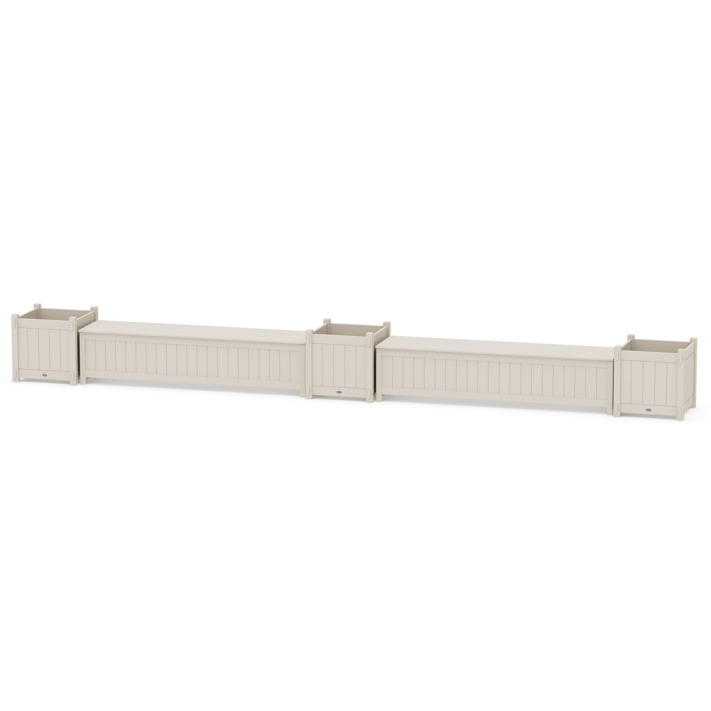 POLYWOOD 72" Vineyard Straight Double Planter Storage Bench Set- Large — Sand
