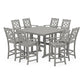 POLYWOOD Chinoiserie 9-Piece Square Bar Set with Trestle Legs — Slate Grey