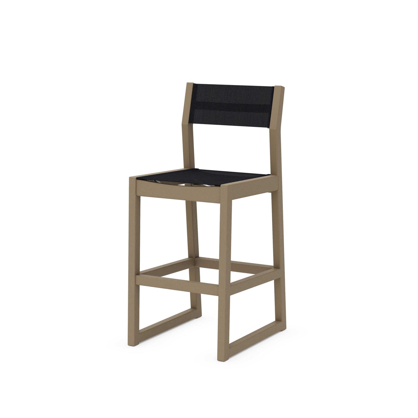 POLYWOOD EDGE Sling Bar Side Chair — Vintage Sahara / Black Sling