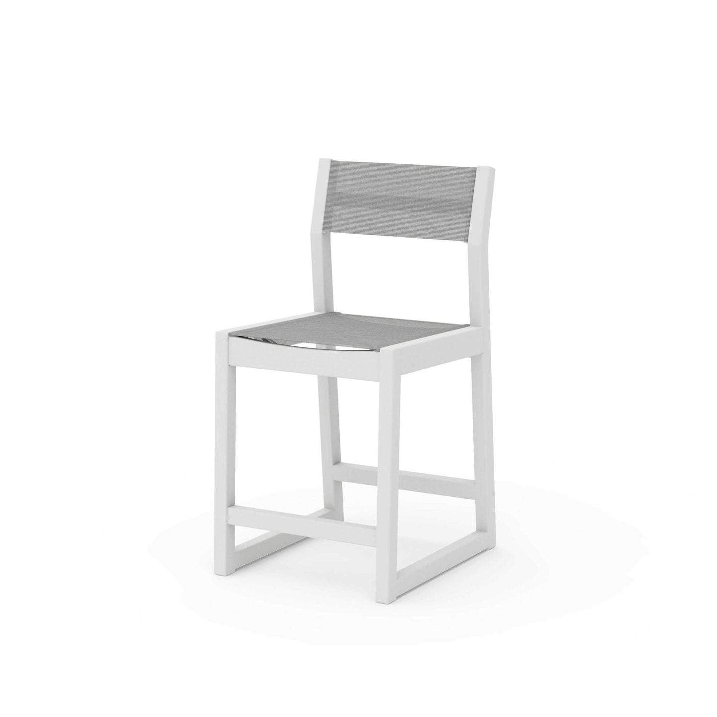 POLYWOOD EDGE Sling Counter Side Chair — Vintage White / Metallic Sling