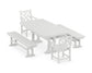 POLYWOOD Chippendale 5-Piece Dining Set with Trestle Legs — White
