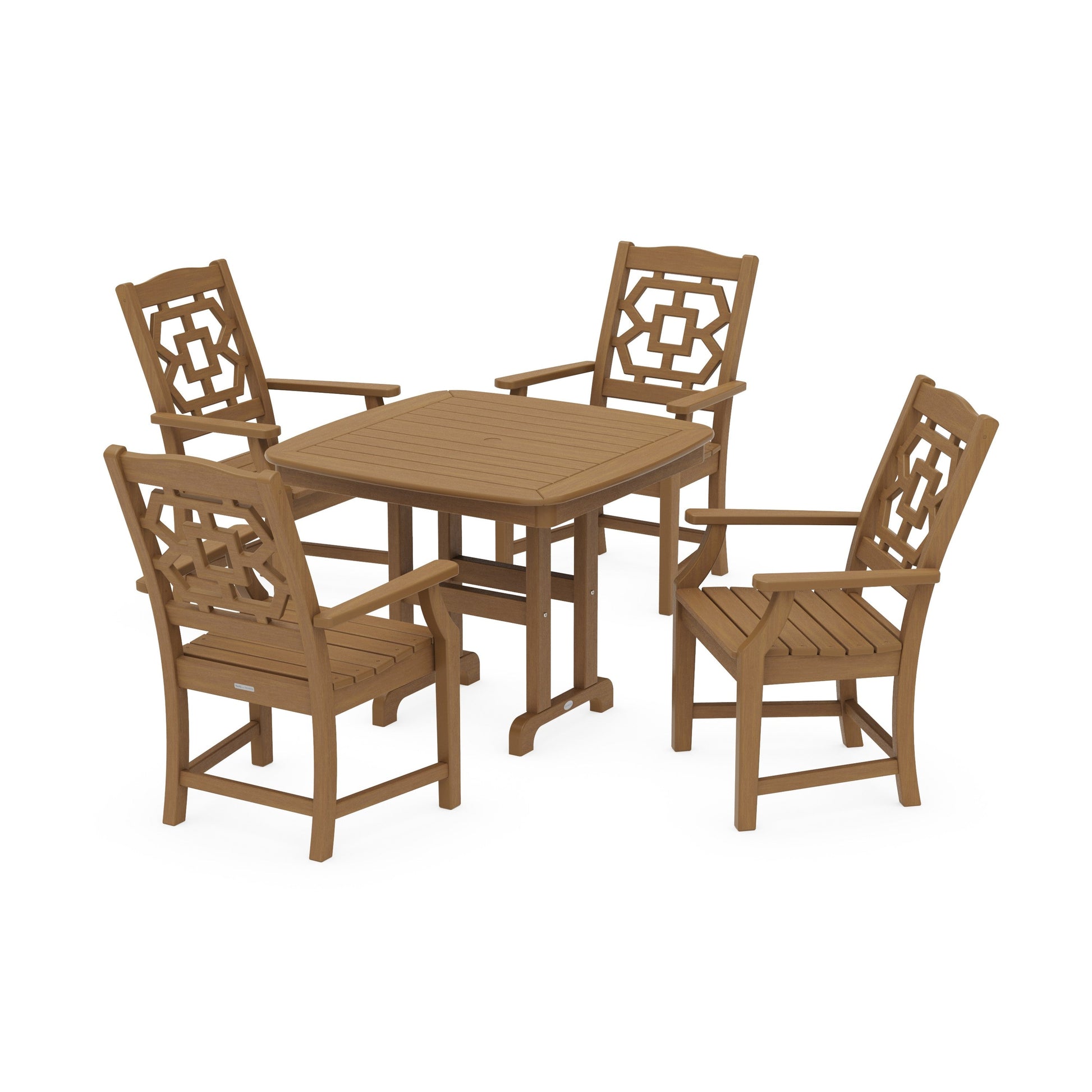 POLYWOOD Chinoiserie 5-Piece Dining Set — Natural