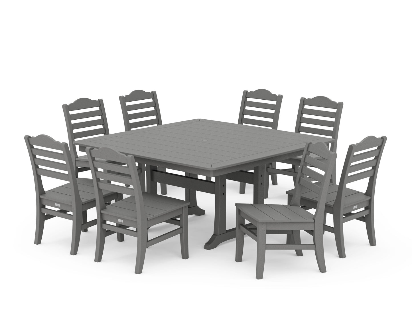 POLYWOOD Savannah Side Chair 9-Piece Square Dining Set with Trestle Legs — Slate Grey