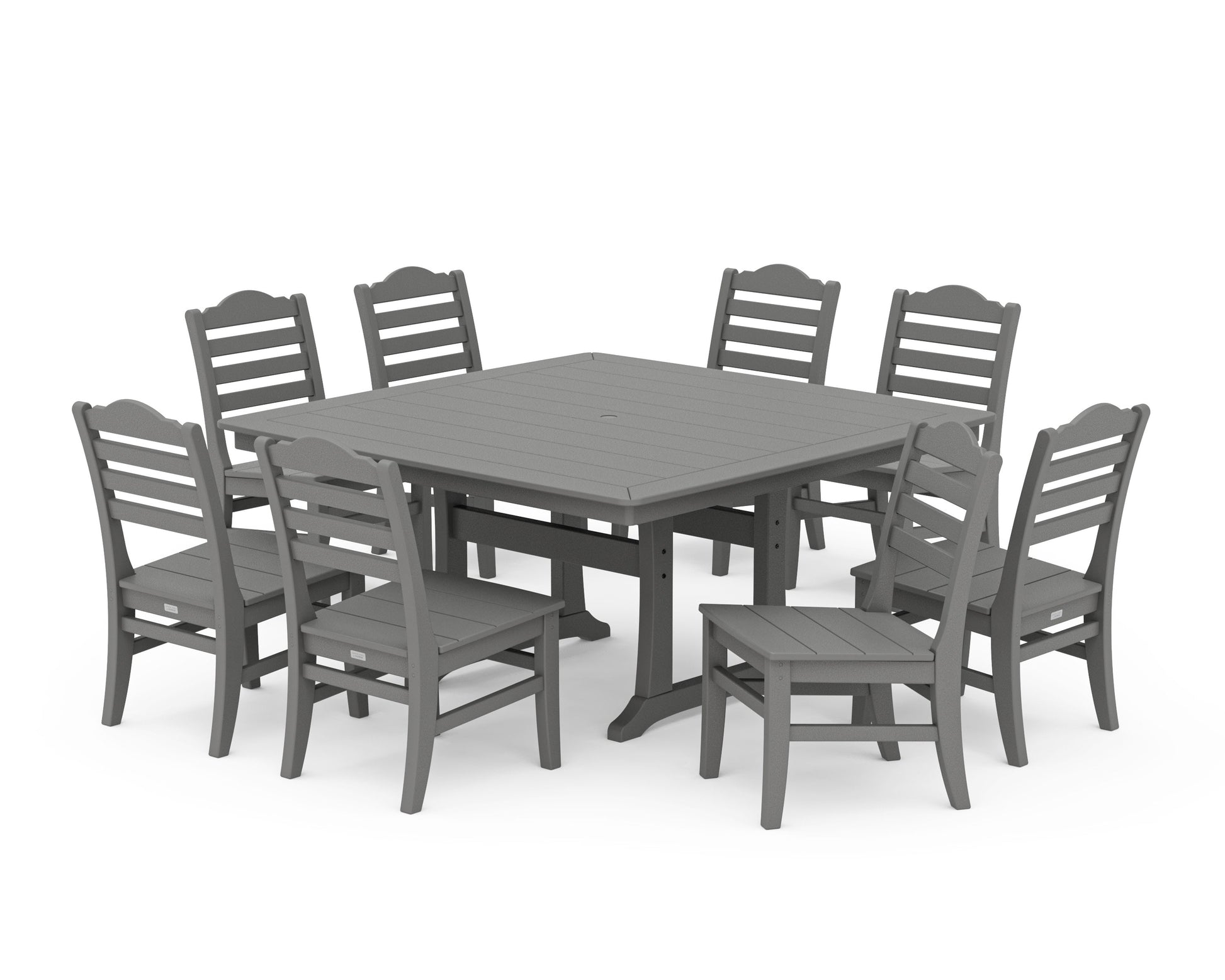 POLYWOOD Savannah Side Chair 9-Piece Square Dining Set with Trestle Legs — Slate Grey