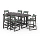 POLYWOOD EDGE Sling 7-Piece Bar Table Set — Vintage Coffee / Dupioni Sea Mist Sling