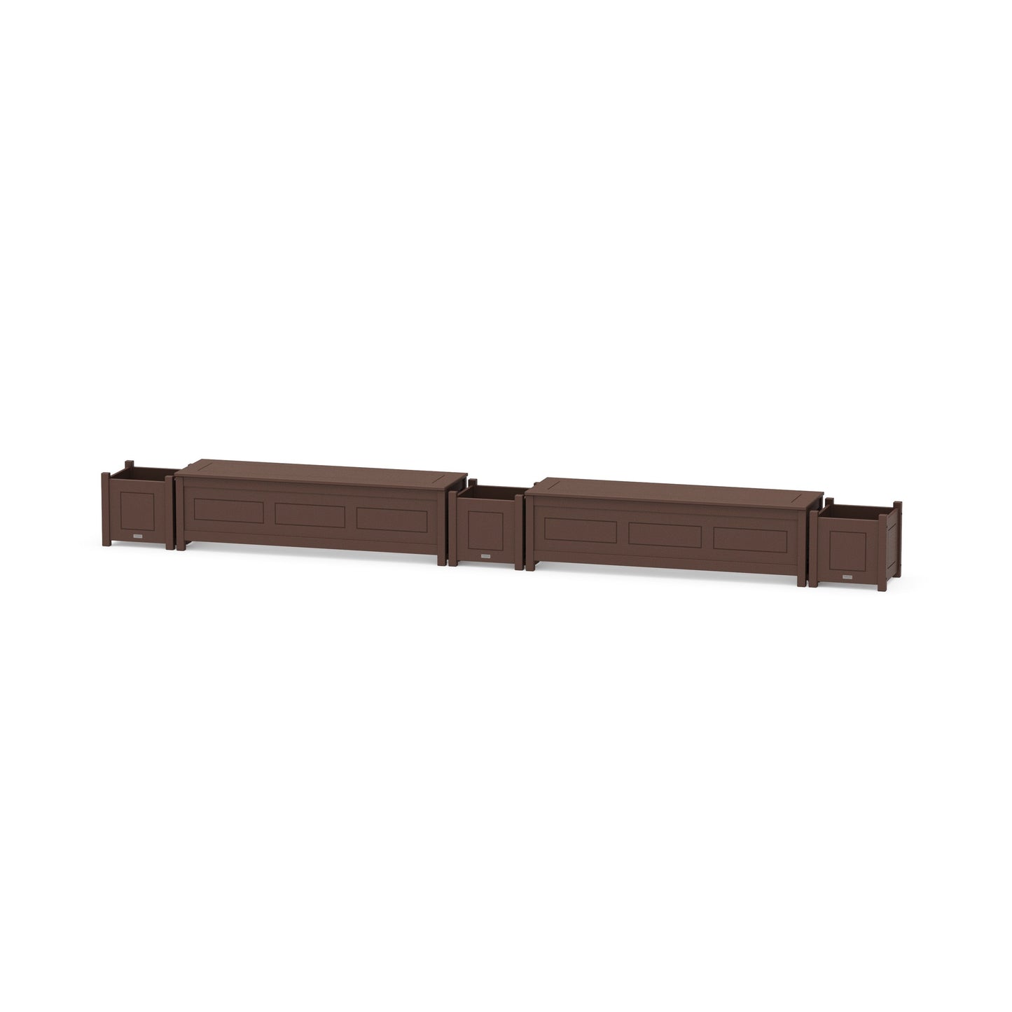POLYWOOD 60" Country Living Straight Double Planter Storage Bench Set — Mahogany
