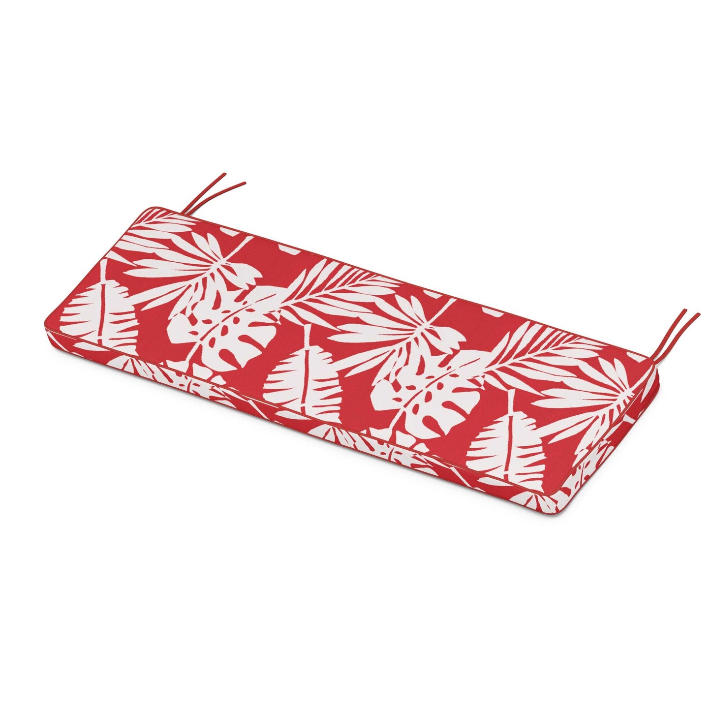 POLYWOOD Chinoiserie Bench Seat Cushion — Leaf Crimson