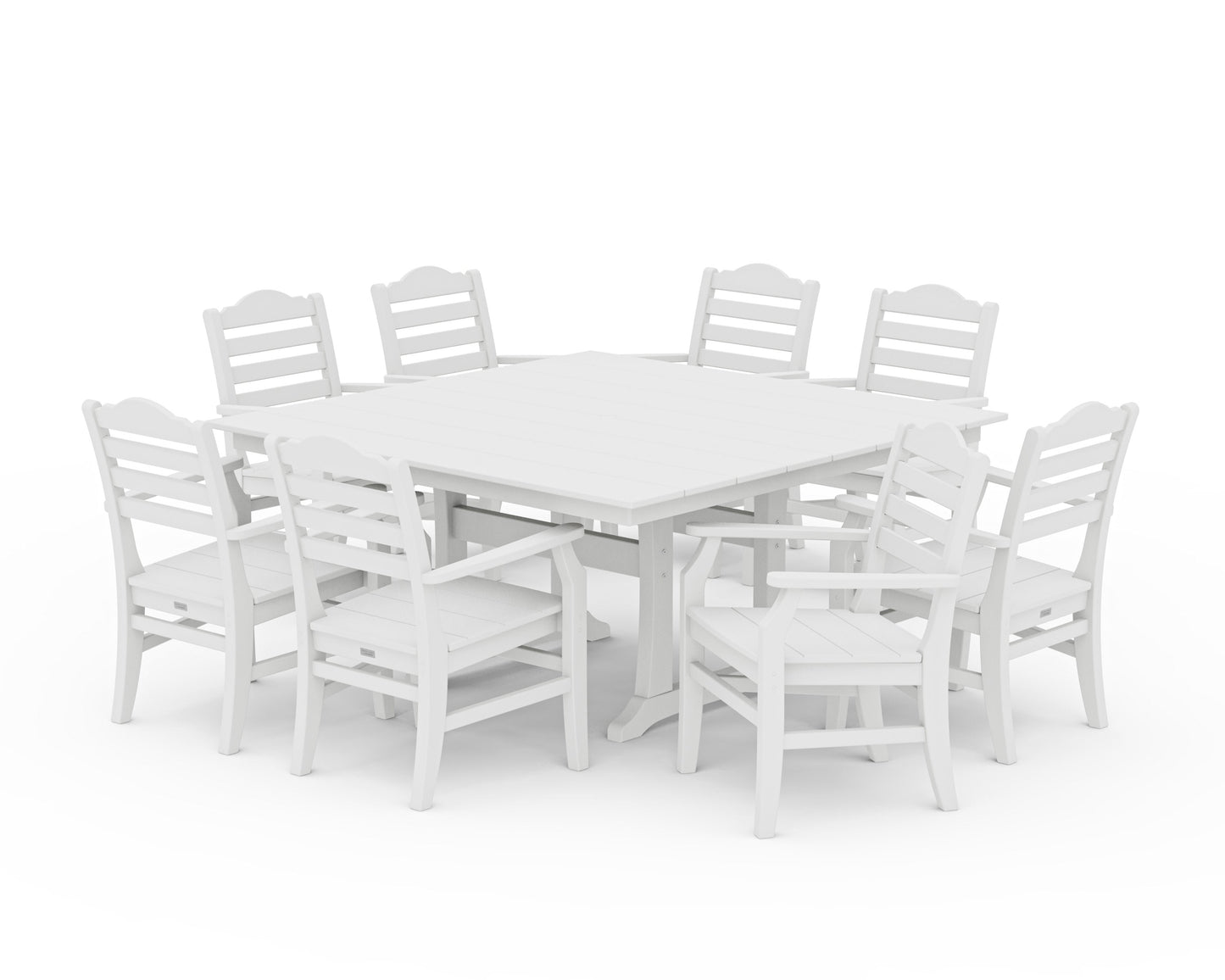 POLYWOOD Savannah 9-Piece Square Farmhouse Dining Set with Trestle Legs — White
