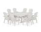 POLYWOOD Nautical Curveback Adirondack 9-Piece Square Dining Set with Trestle Legs — Vintage White