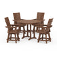 POLYWOOD 5-Piece Modern Swivel Counter Set — Teak