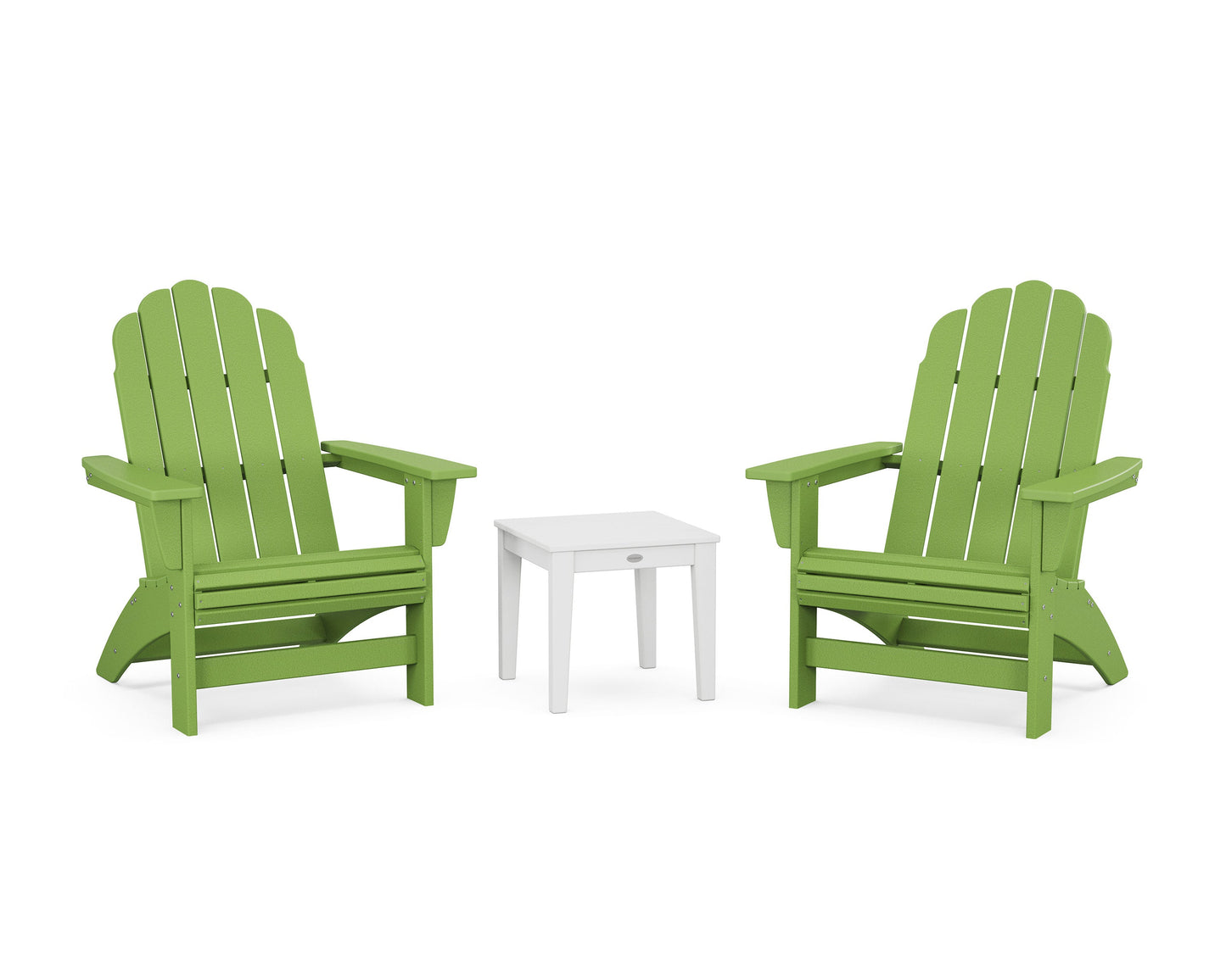 POLYWOOD 3-Piece Vineyard Grand Adirondack Set — Lime / White