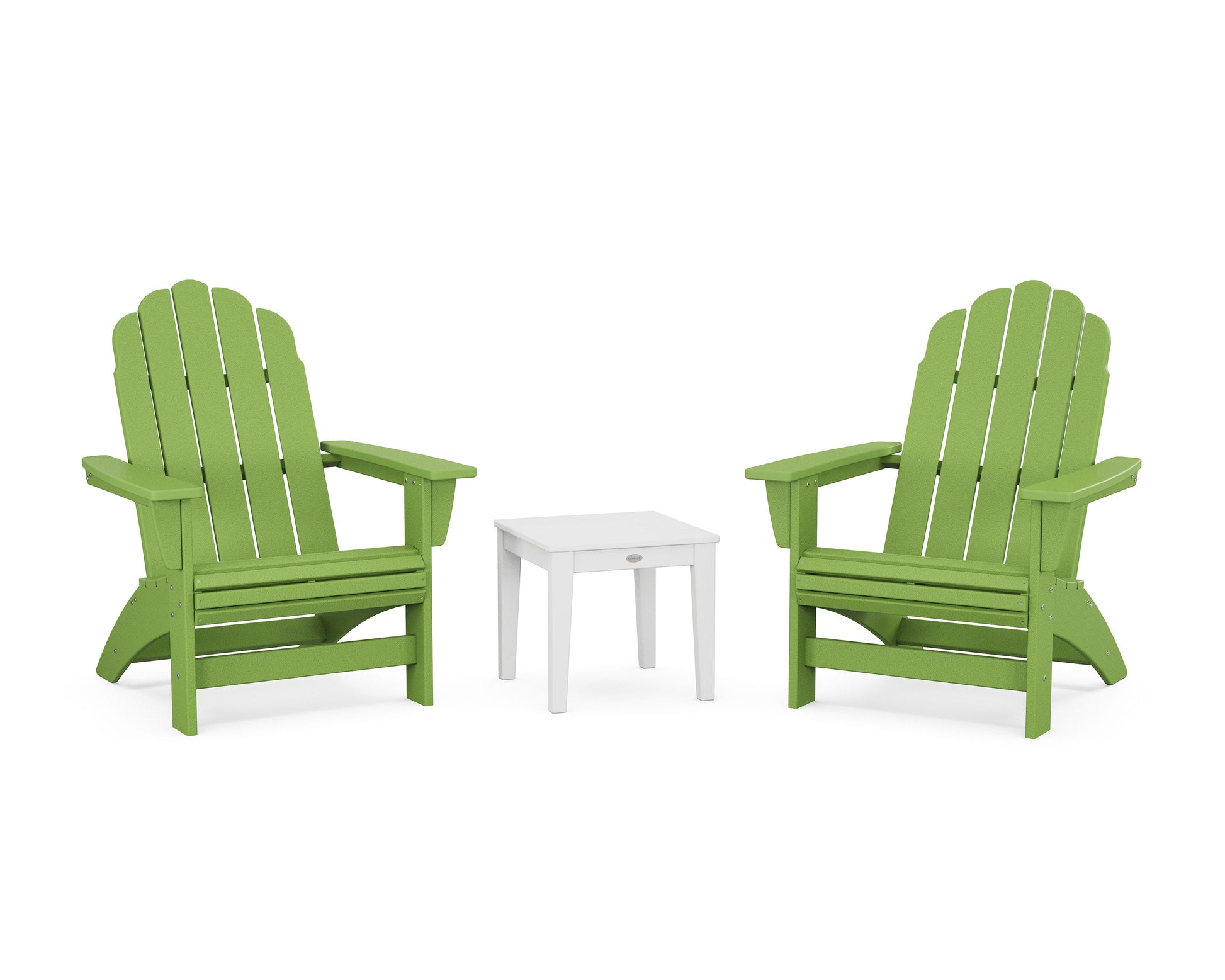 POLYWOOD 3-Piece Vineyard Grand Adirondack Set — Lime / White