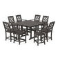 POLYWOOD Chinoiserie 9-Piece Square Farmhouse Counter Set with Trestle Legs — Vintage Coffee