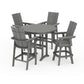 POLYWOOD Modern Adirondack 5-Piece Nautical Trestle Round Bar Set with Swivels — Slate Grey