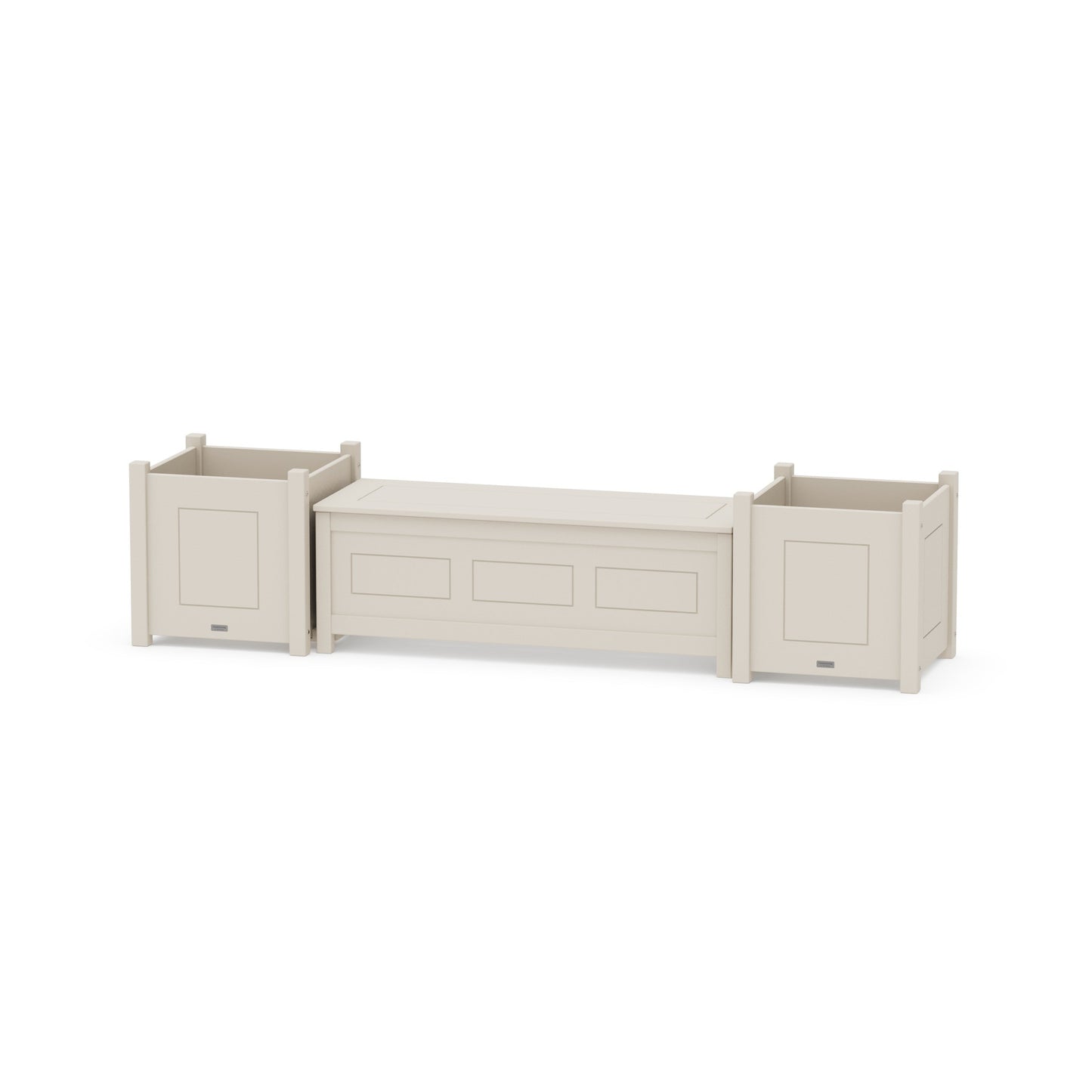 POLYWOOD 48" Country Living Straight Planter Storage Bench Set- Large — Sand