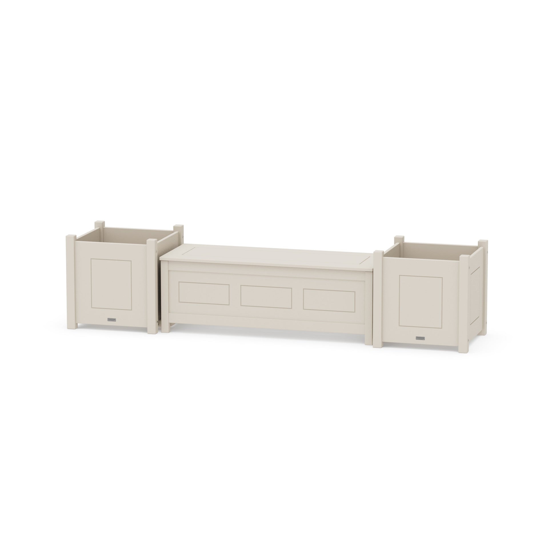 POLYWOOD 48" Country Living Straight Planter Storage Bench Set- Large — Sand