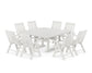 POLYWOOD Vineyard Folding Chair 9-Piece Square Farmhouse Dining Set with Trestle Legs — Vintage White