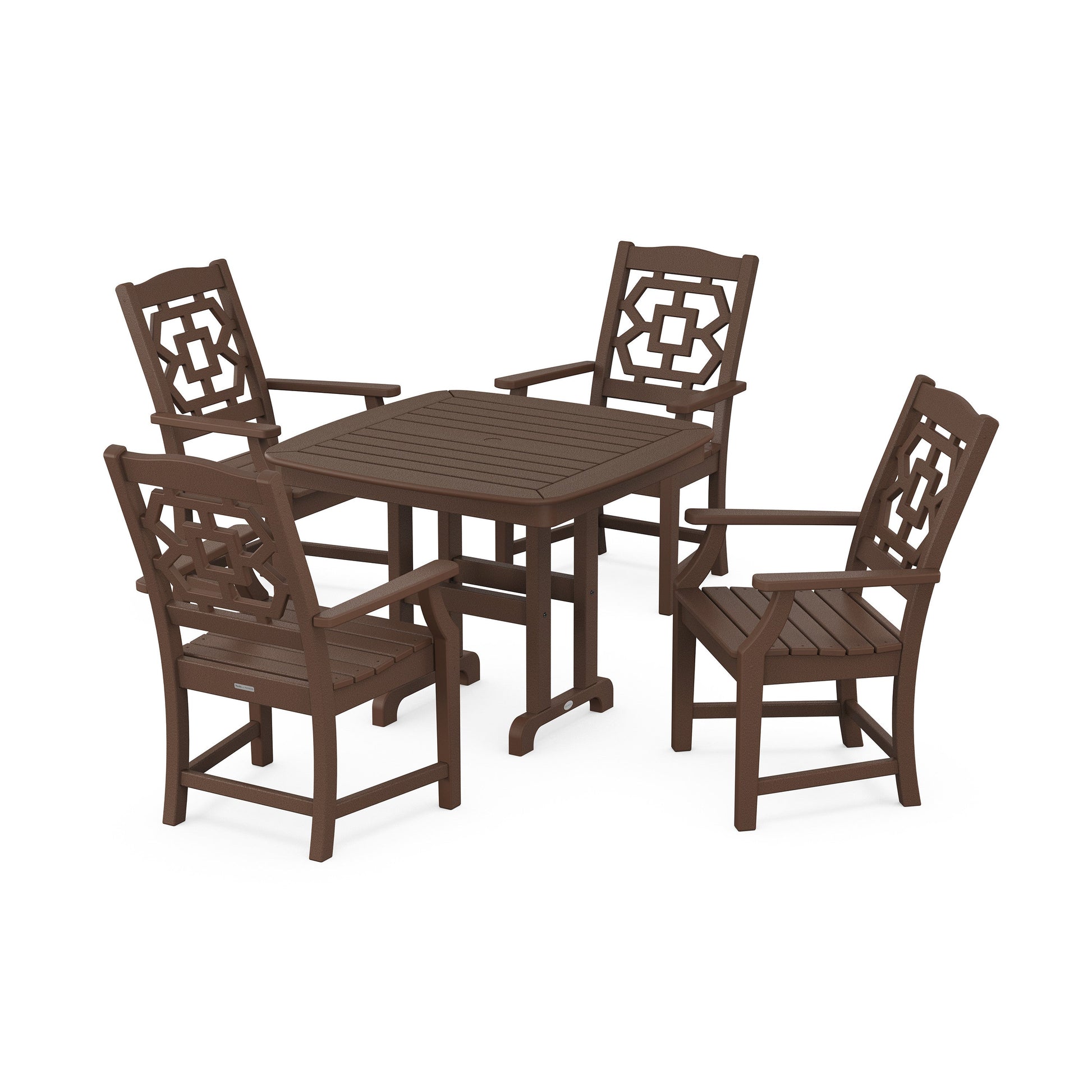 POLYWOOD Chinoiserie 5-Piece Dining Set — Mahogany