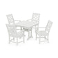 POLYWOOD Chinoiserie 5-Piece Farmhouse Dining Set with Trestle Legs — Vintage White
