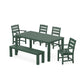 POLYWOOD Lakeside 6-Piece Parsons Dining Set with Bench — Green