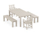 POLYWOOD Chippendale 5-Piece Parsons Dining Set with Benches — Sand