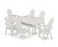 POLYWOOD Vineyard Curveback Adirondack Chair 7-Piece Farmhouse Dining Set with Trestle Legs — Vintage White