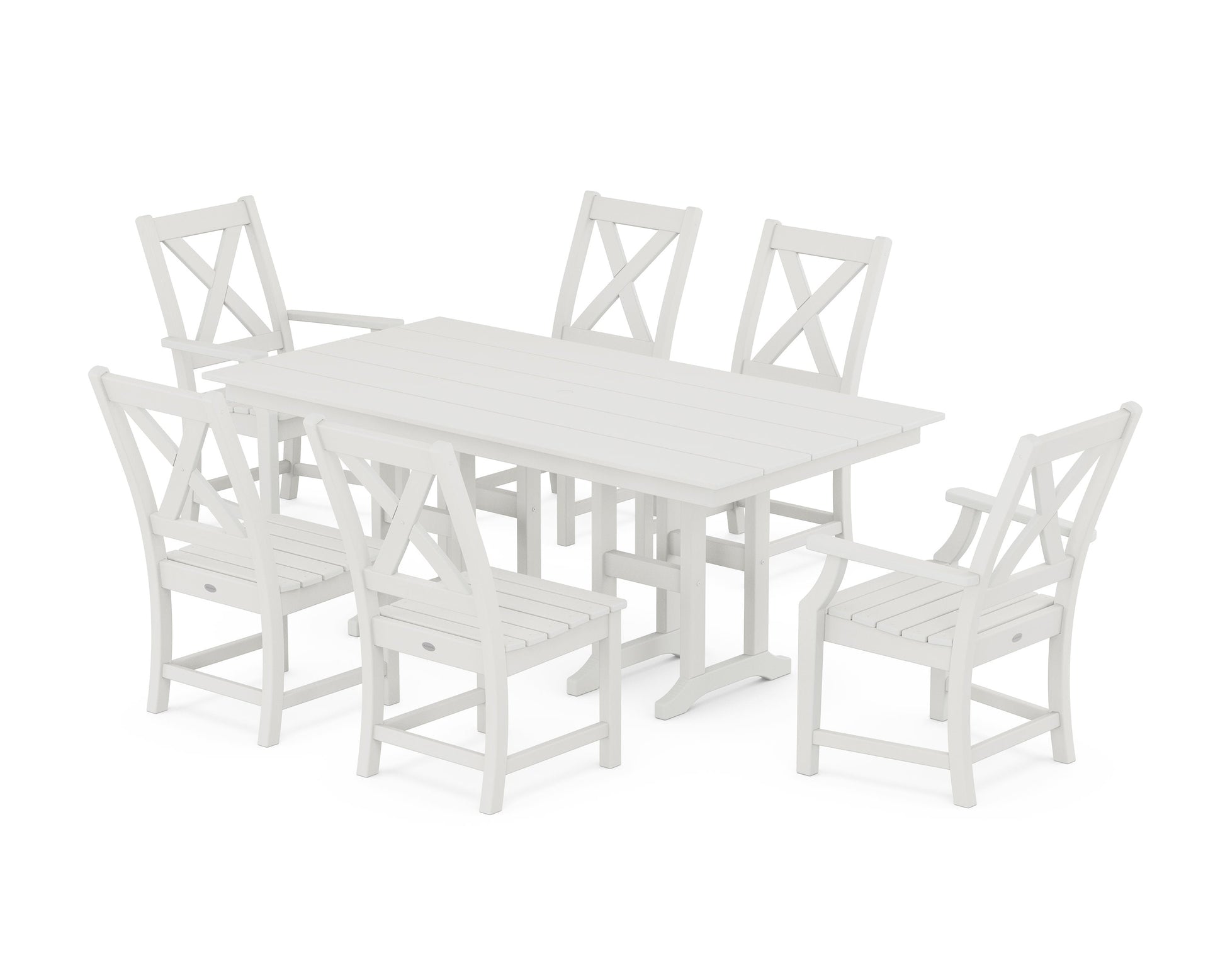 POLYWOOD Braxton 7-Piece Farmhouse Dining Set — Vintage White