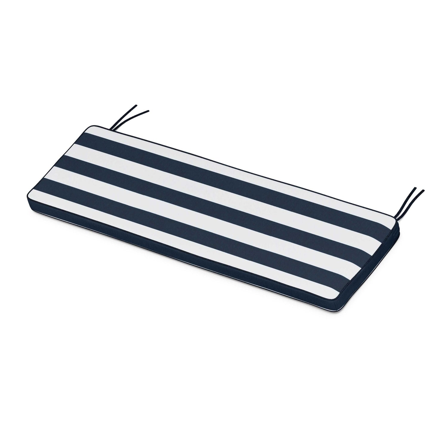 POLYWOOD Chinoiserie Bench Seat Cushion — Cabana Stripe Marine Indigo