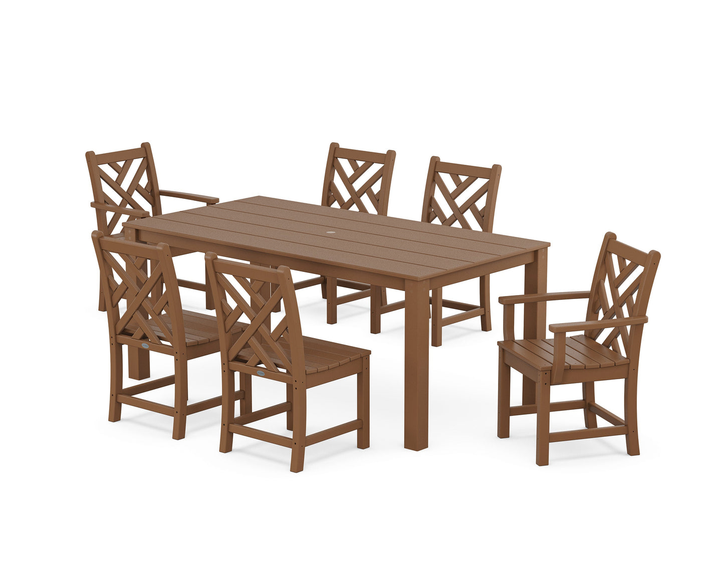 POLYWOOD Chippendale 7-Piece Parsons Dining Set — Teak