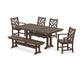 POLYWOOD Chippendale 6-Piece Farmhouse Dining Set With Trestle Legs — Mahogany