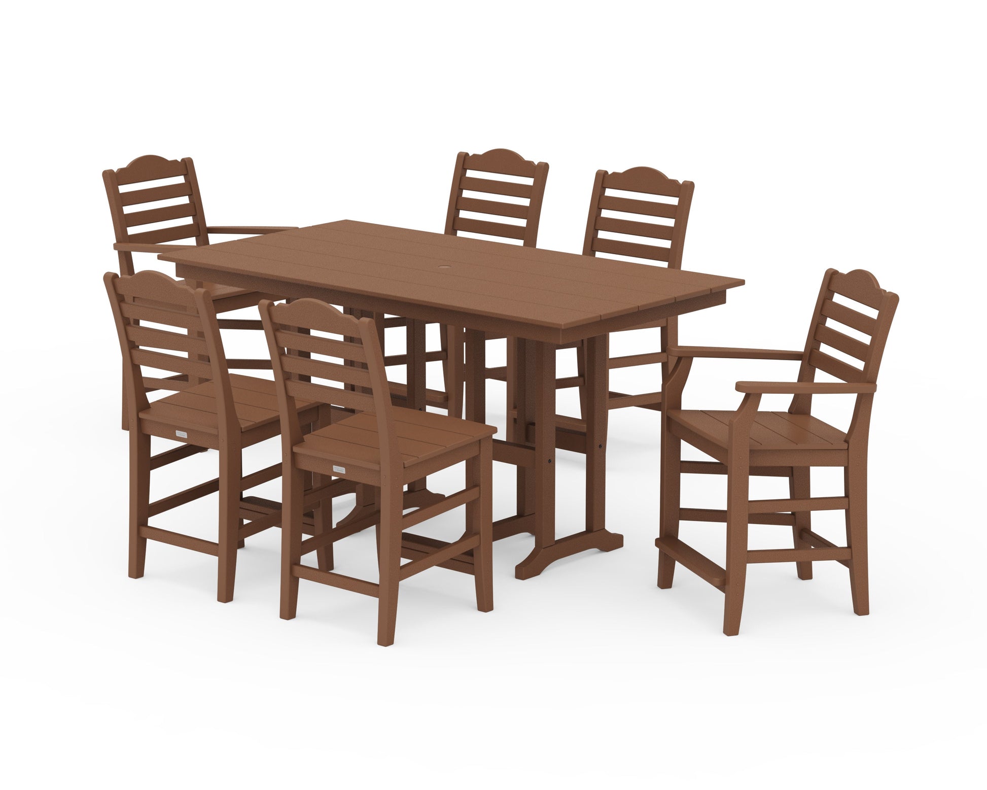 POLYWOOD Savannah 7-Piece Farmhouse Counter Set — Teak