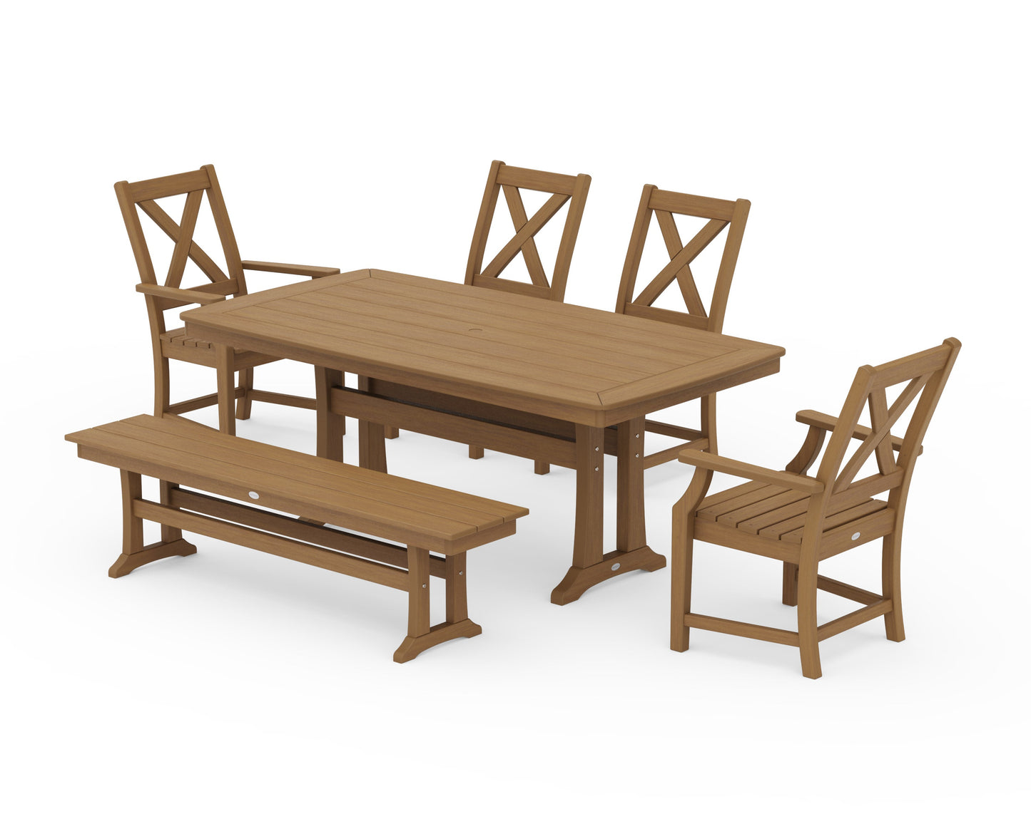 POLYWOOD Braxton 6-Piece Dining Set with Trestle Legs — Natural
