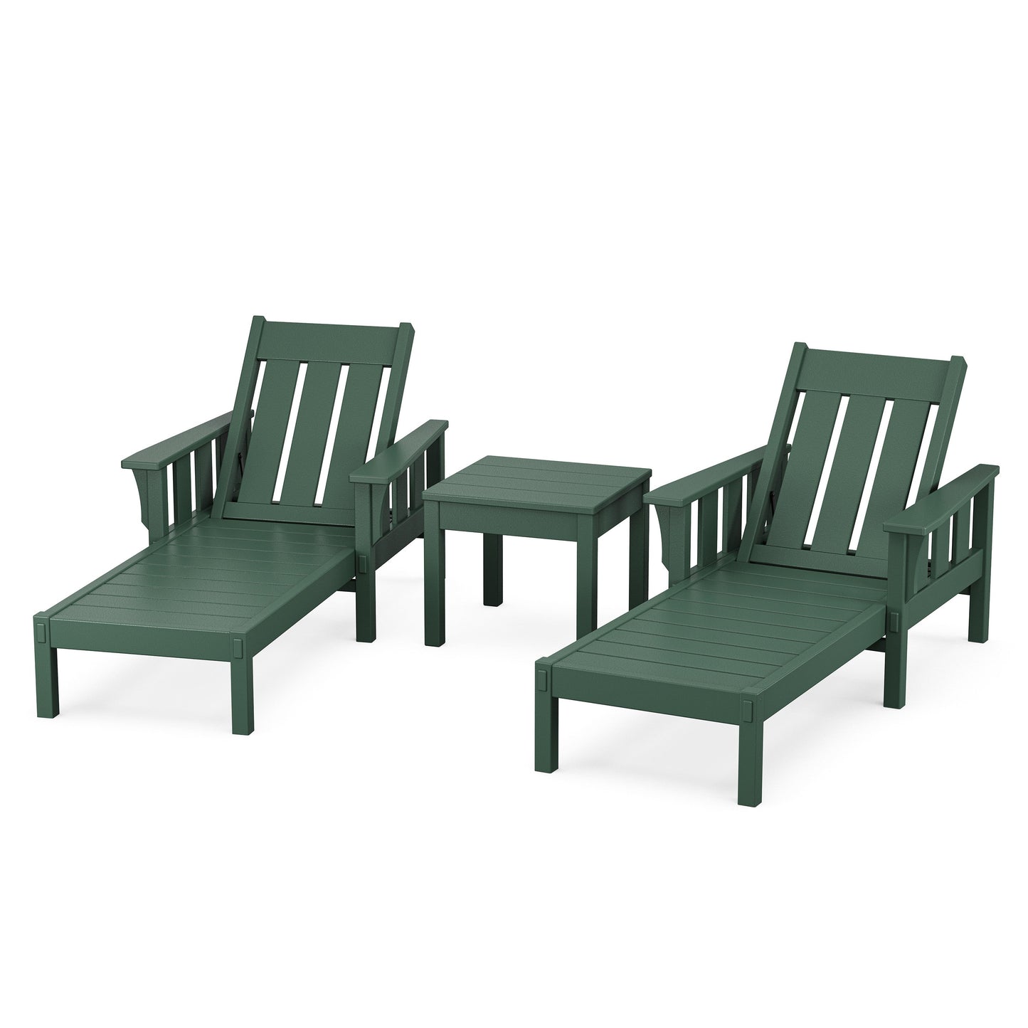 POLYWOOD Acadia 3-Piece Chaise Set — Green