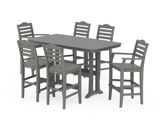 POLYWOOD Savannah 7-Piece Bar Set with Trestle Legs — Slate Grey