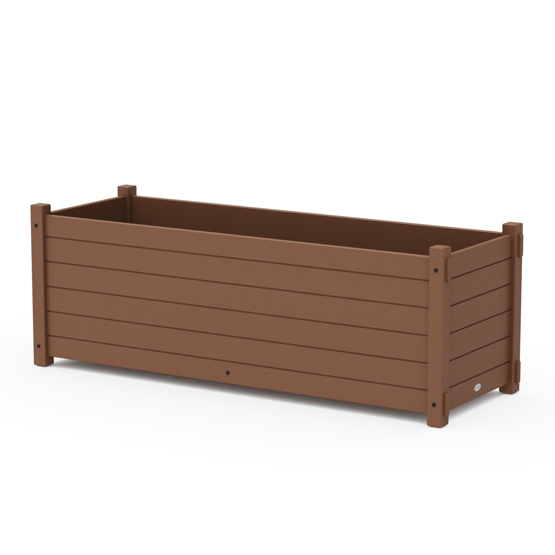 POLYWOOD Nautical Large Rectangle Triple Planter Box — Teak