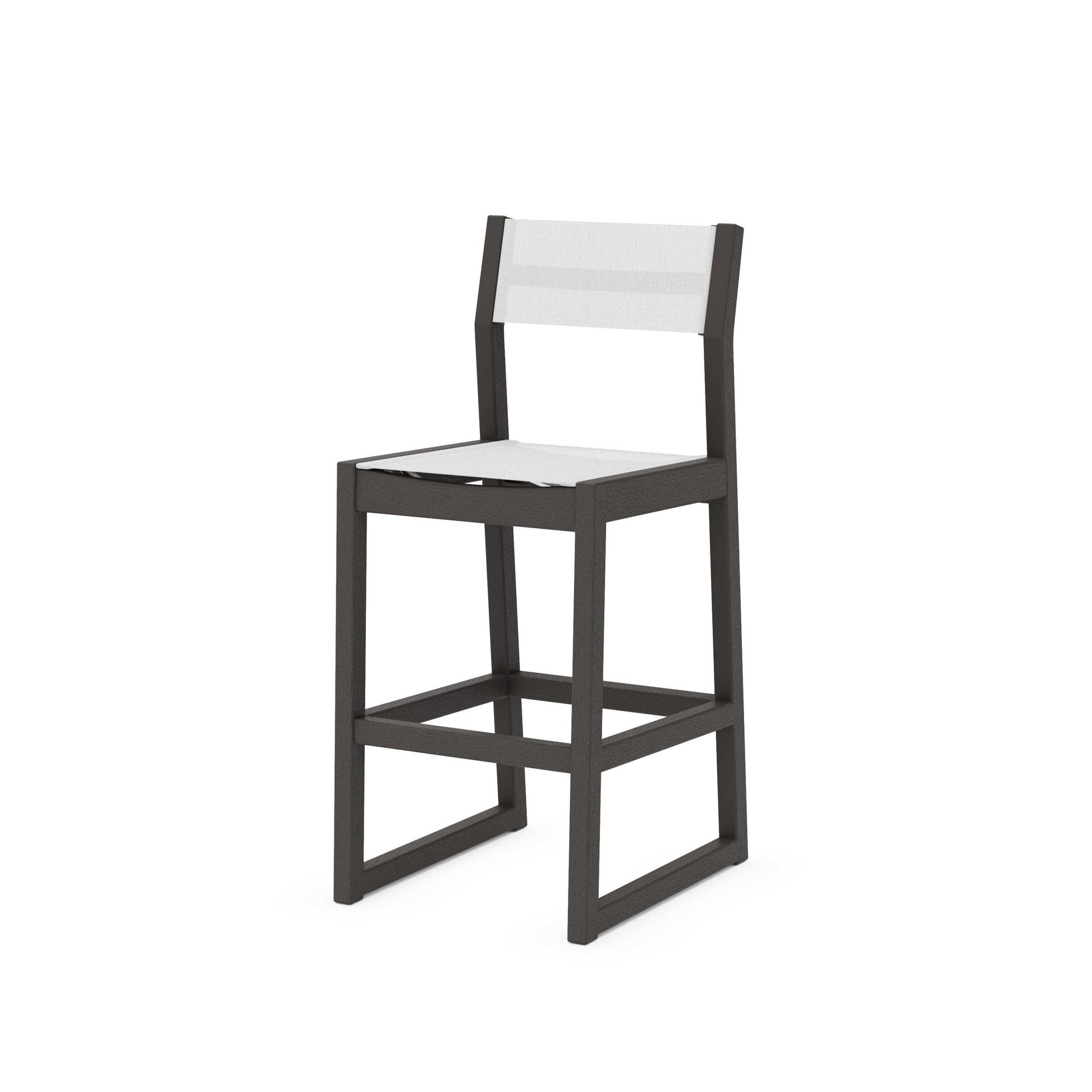 POLYWOOD EDGE Sling Bar Side Chair — Vintage Coffee / White Sling