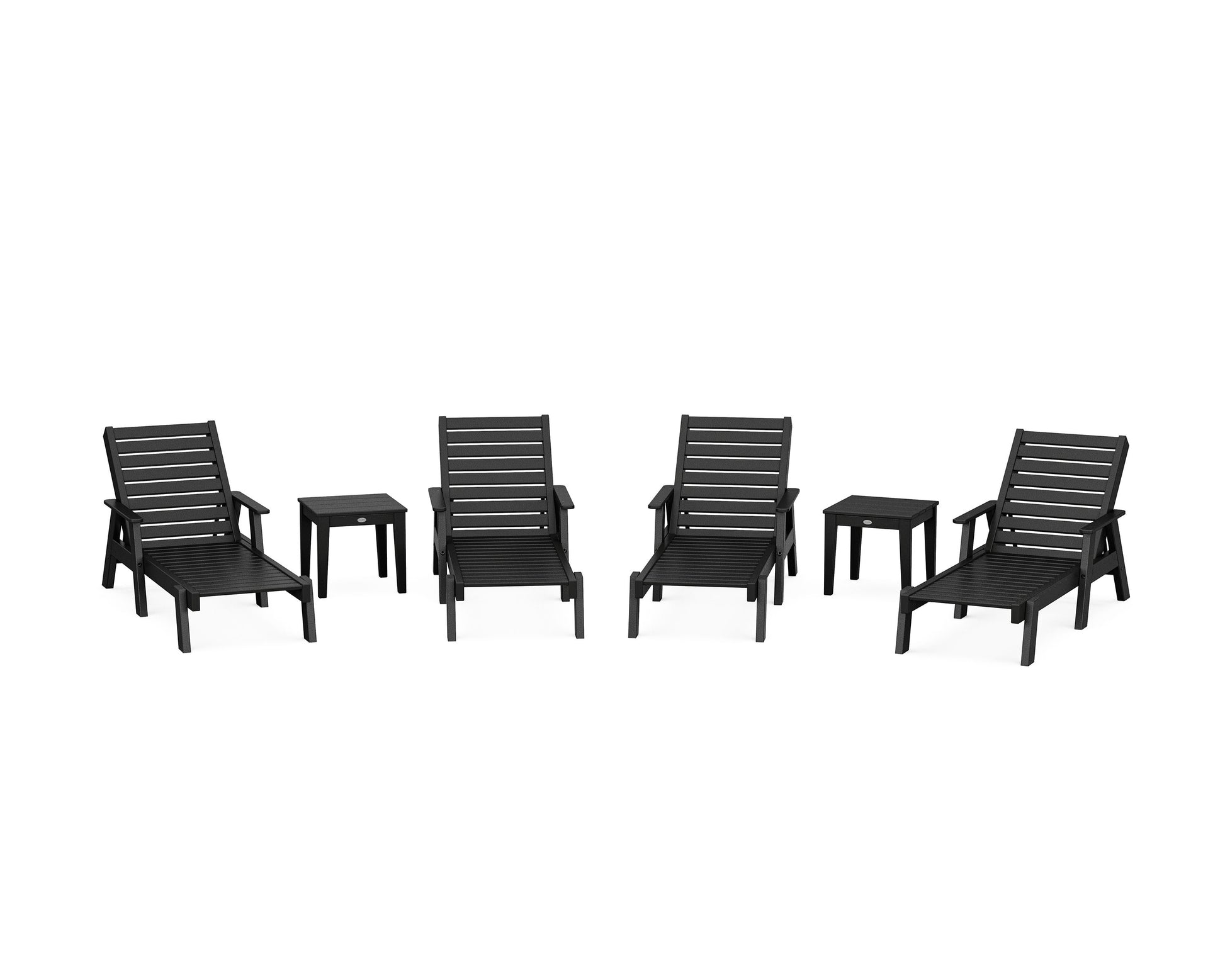 POLYWOOD Captain Chaise 6-Piece Set with Arms — Black